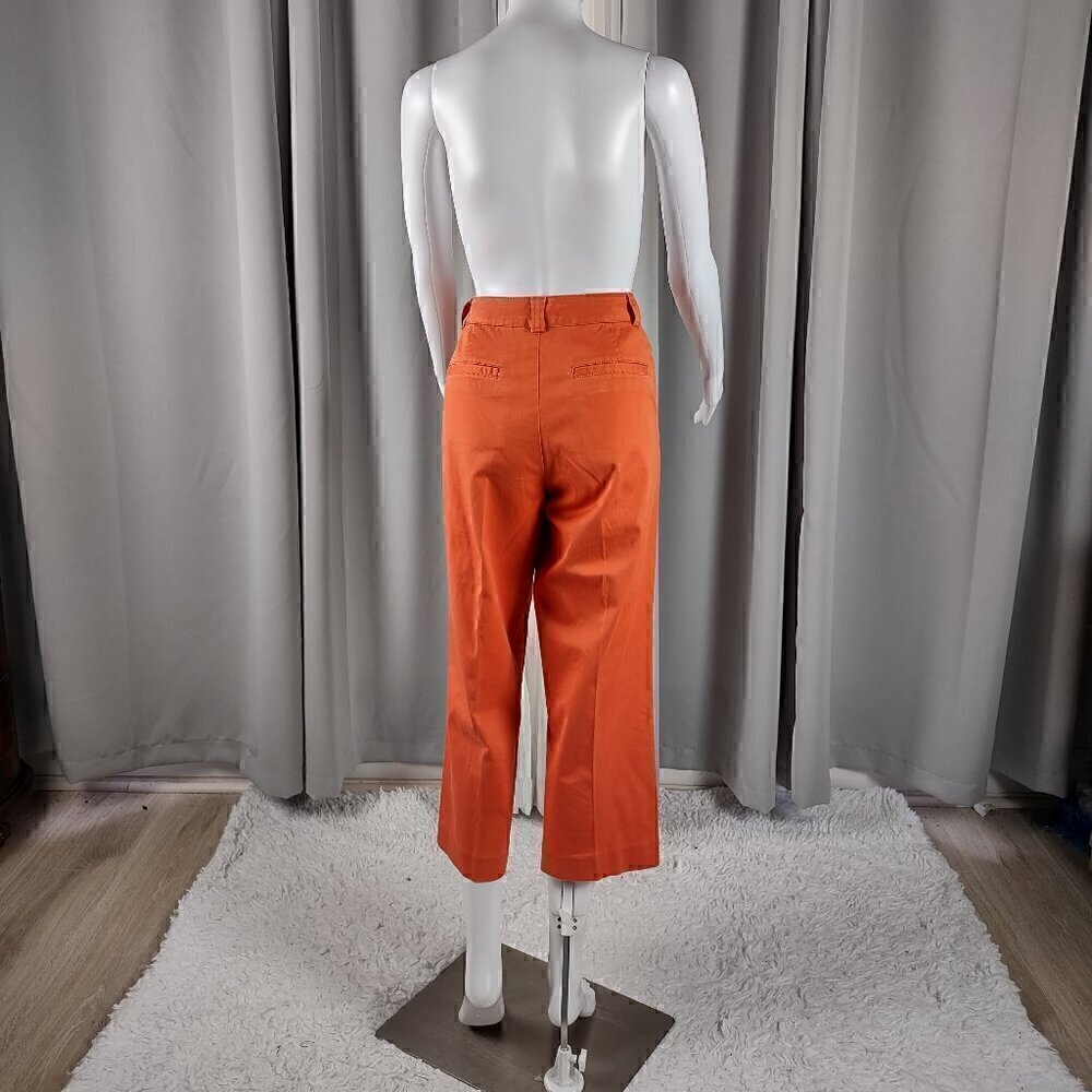 Coldwater Creek Women's Orange Cotton Capri Pants With Pockets Size 8 - Picture 3 of 11